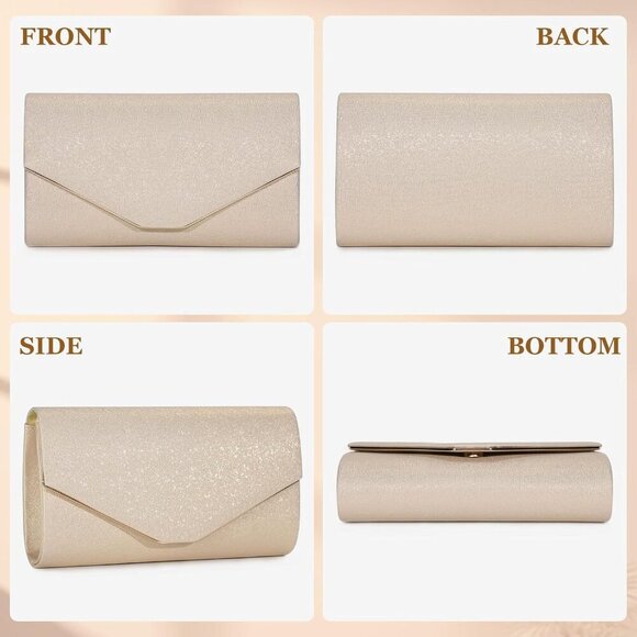 Chic Gold Clutch Bag with Detachable Chain - Ideal for Formal Parties and Gifts - Picture 9 of 9